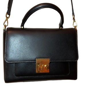 Michael Kors “Mindy” Black Leather Satchel